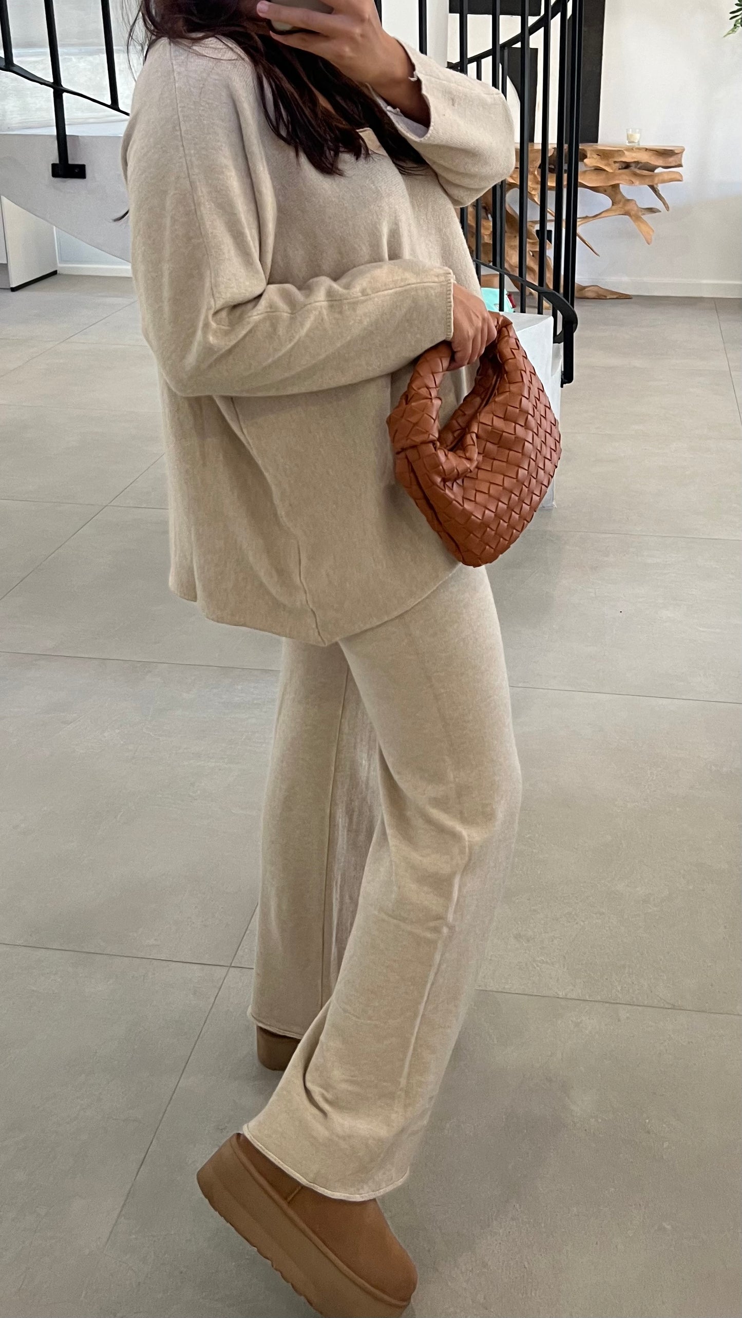 Ensemble en maille beige