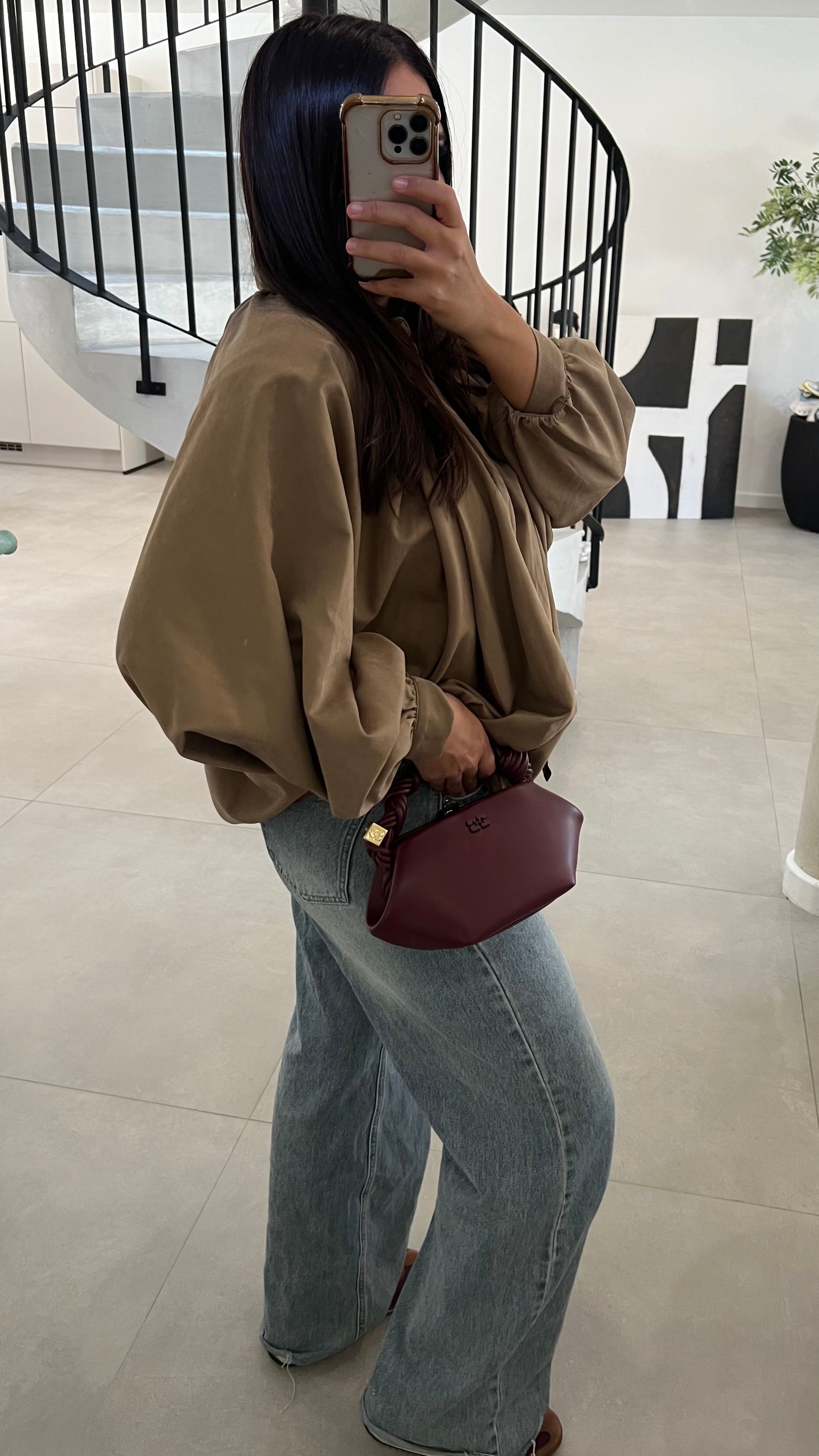 Veste plissée beige
