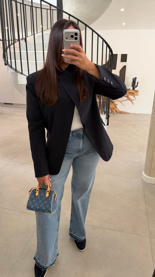Blazer à rayures bleu marine