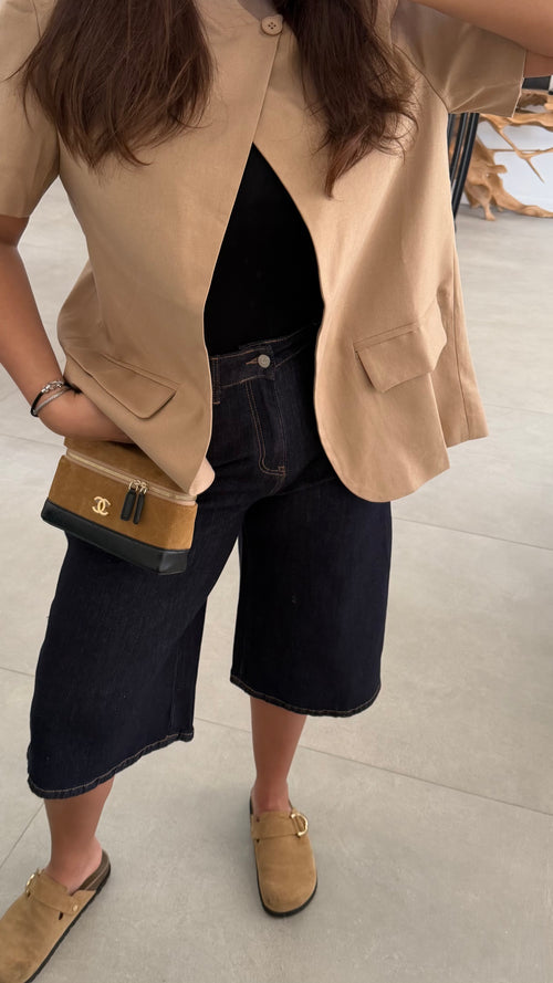Bermuda long en jean brut