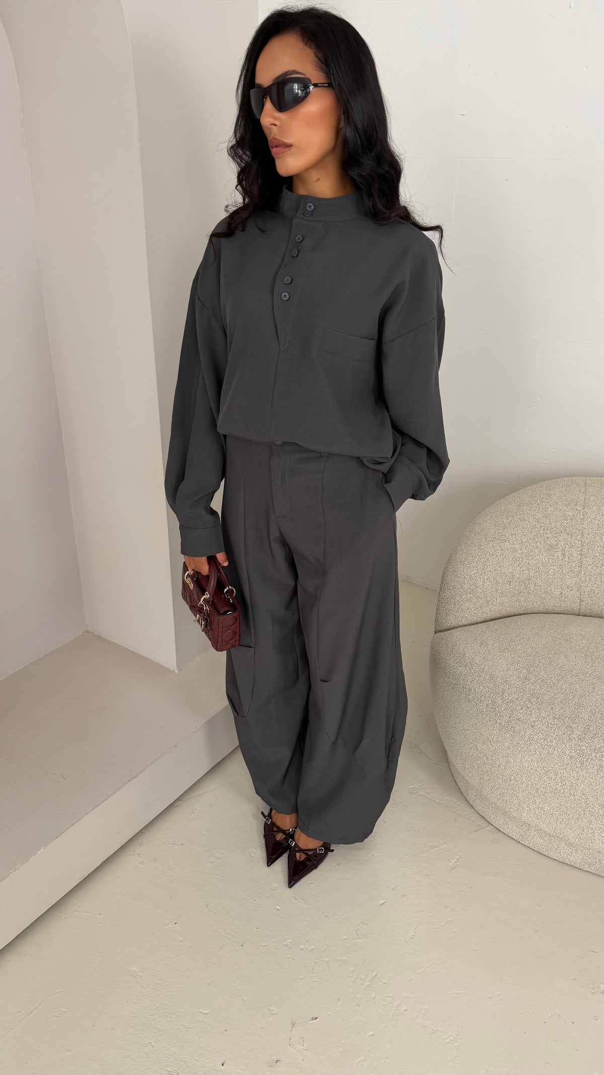 Ensemble col mao gris