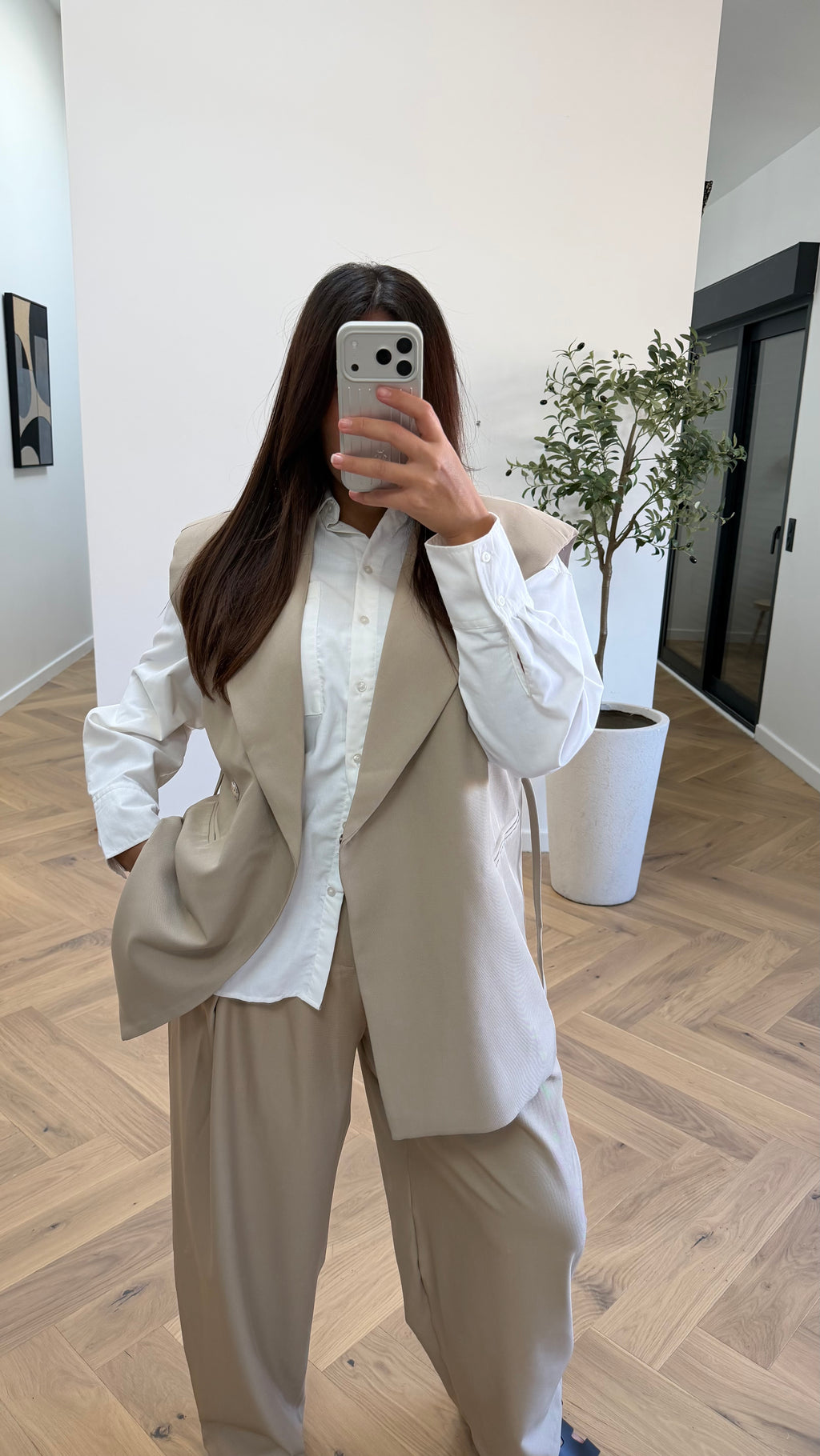 Blazer sans manches beige