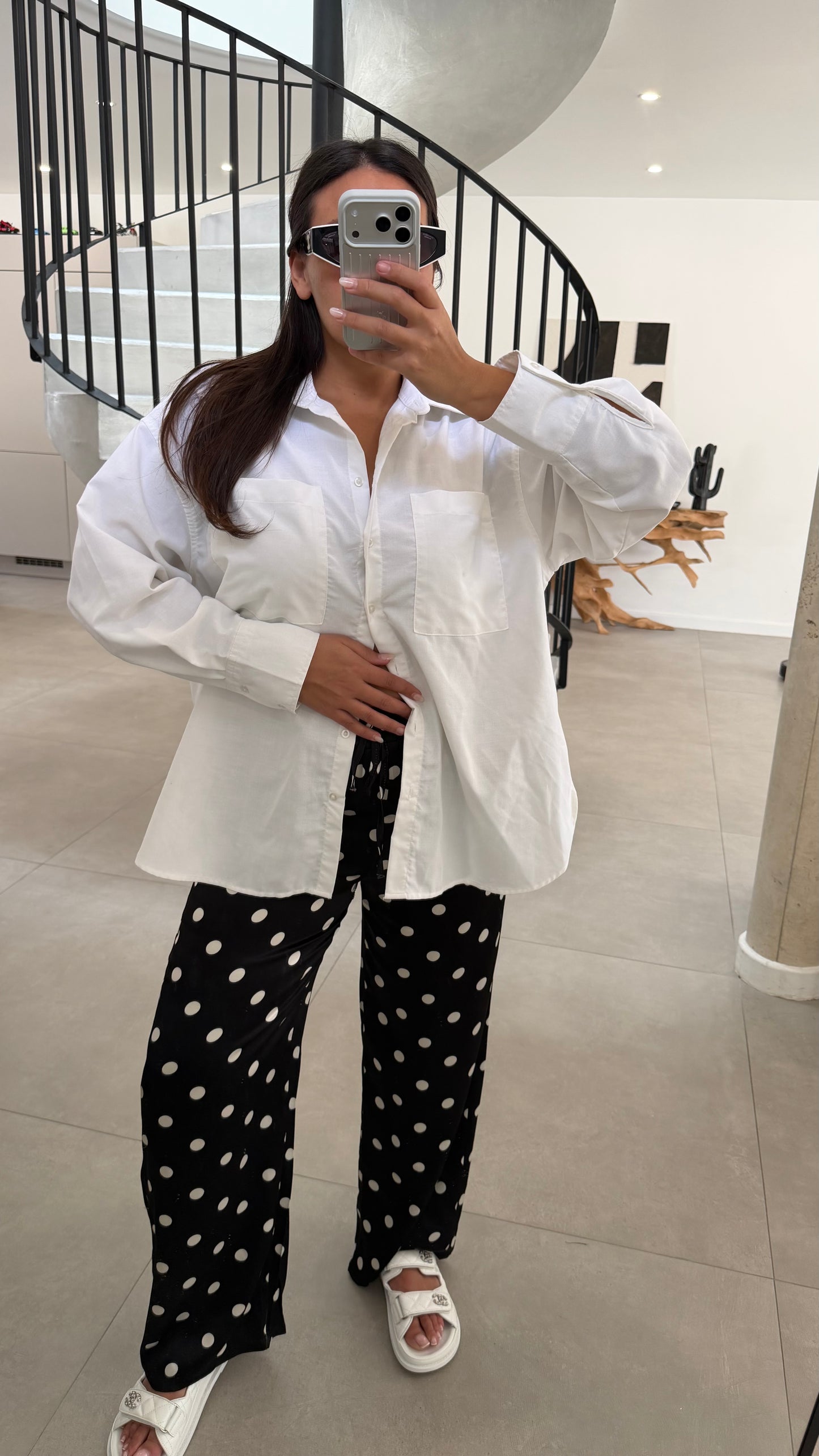 Pantalon fluide à pois
