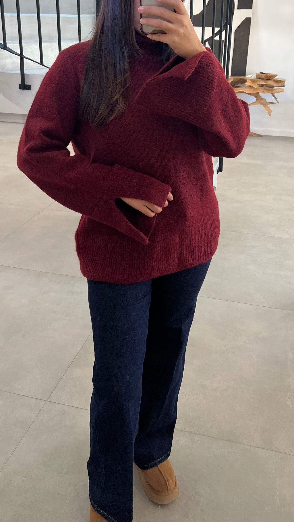 Pull doux bordeaux