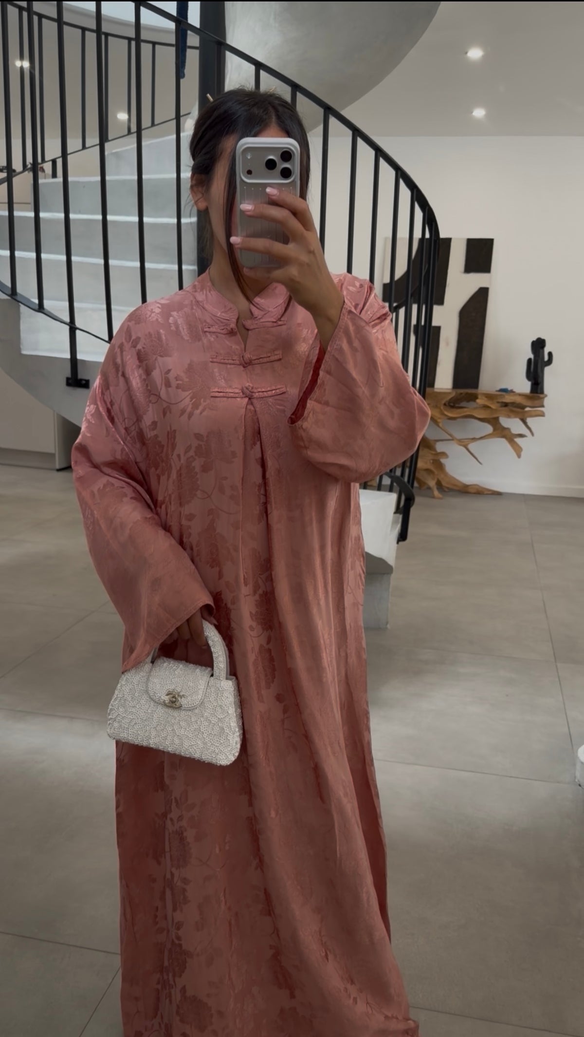 Robe longue vieux rose