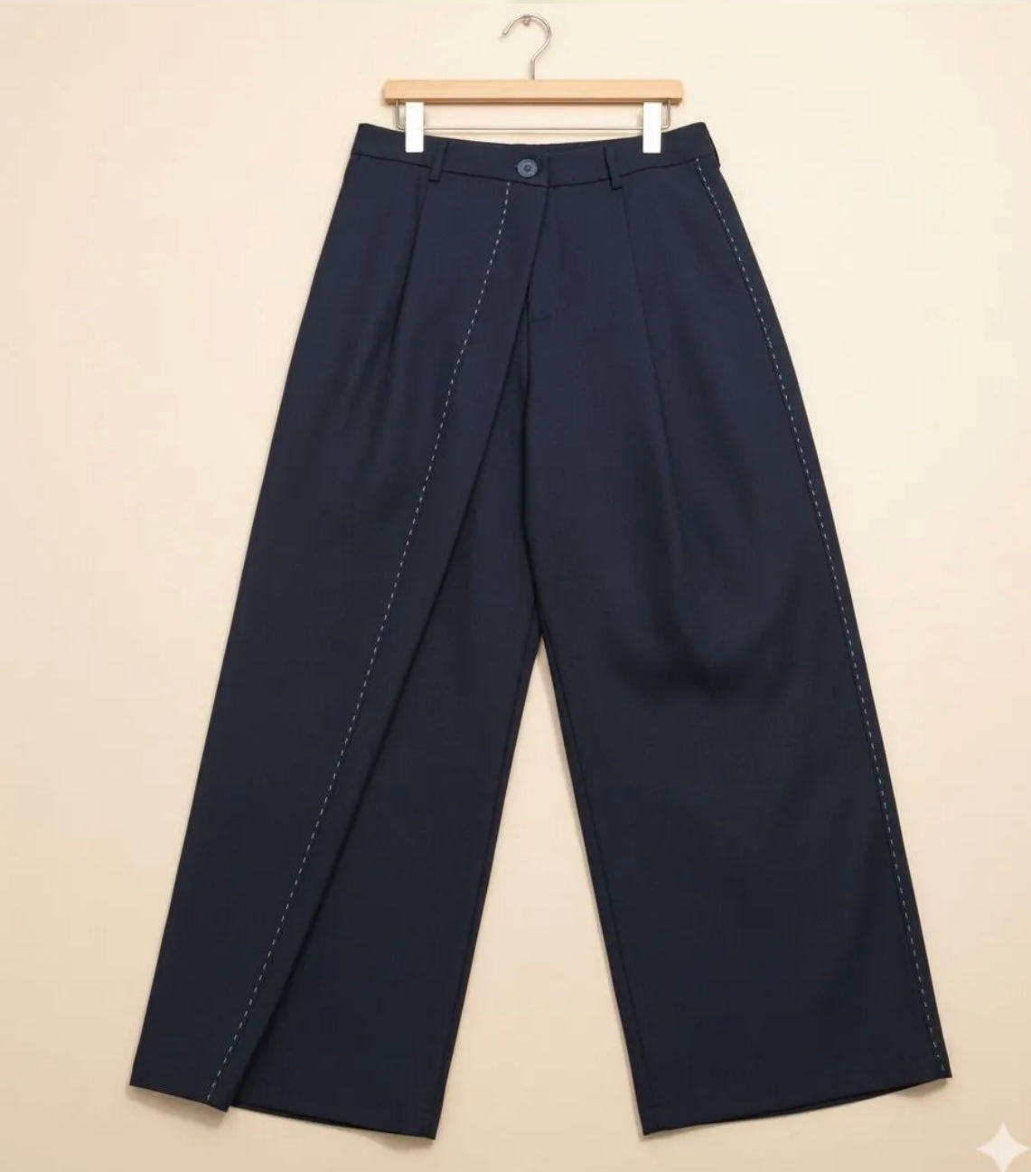 Pantalon à surpiqure bleu marine