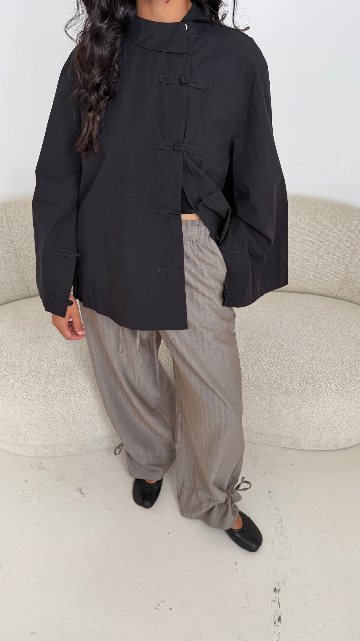 Pantalon à noeud taupe