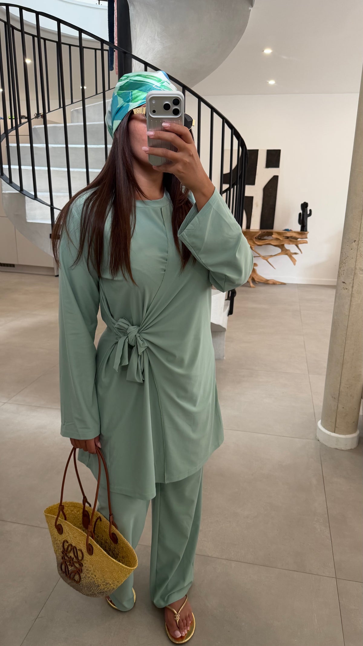 Burkini à nouer vert pastel