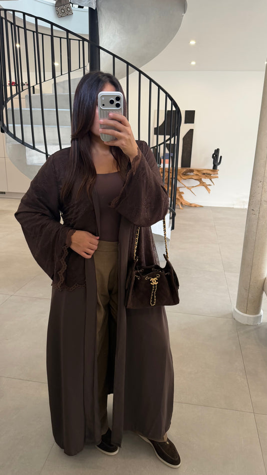 Kimono à dentelle choco