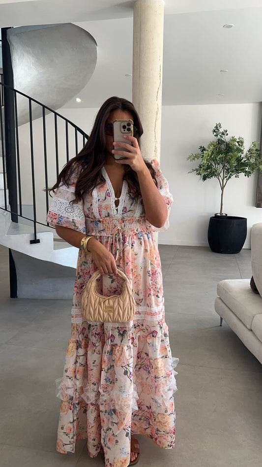 Robe manche courte fleurie