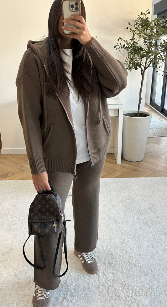 Ensemble en maille épaisse choco