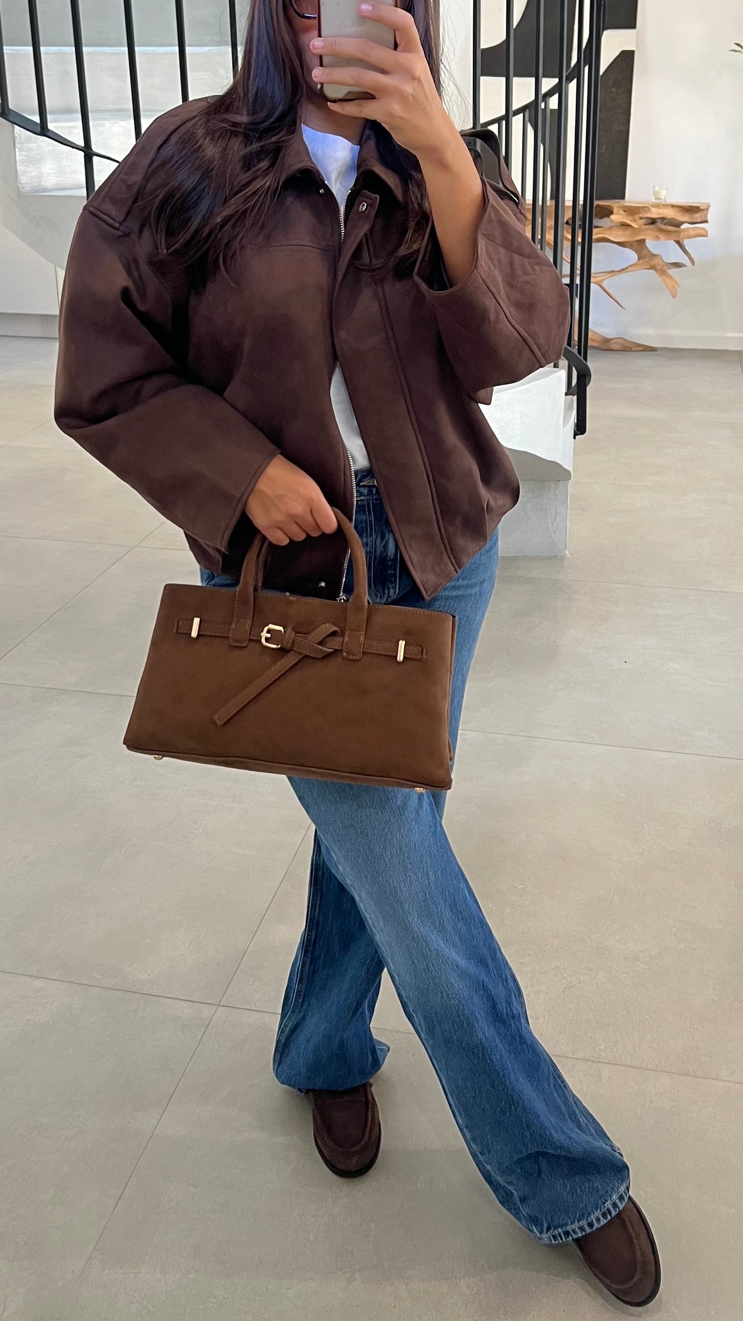Veste en suédine marron