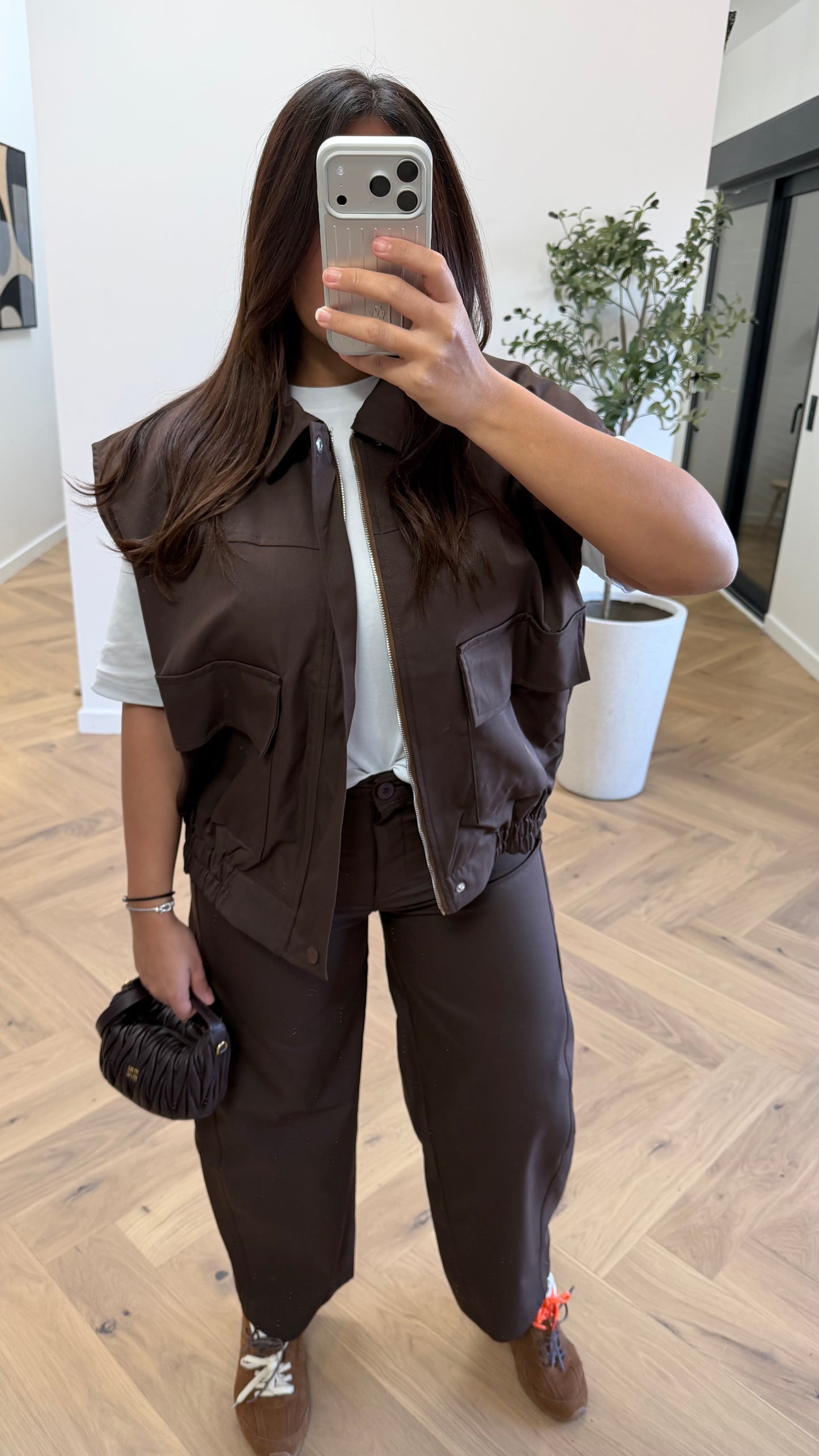 Ensemble veste sans manche choco
