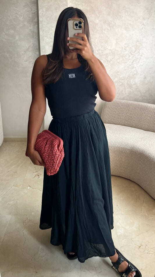 Jupe longue noire 100% Cotton