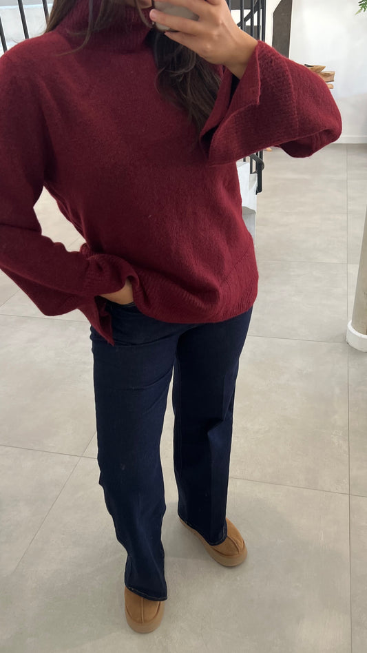 Pull doux bordeaux