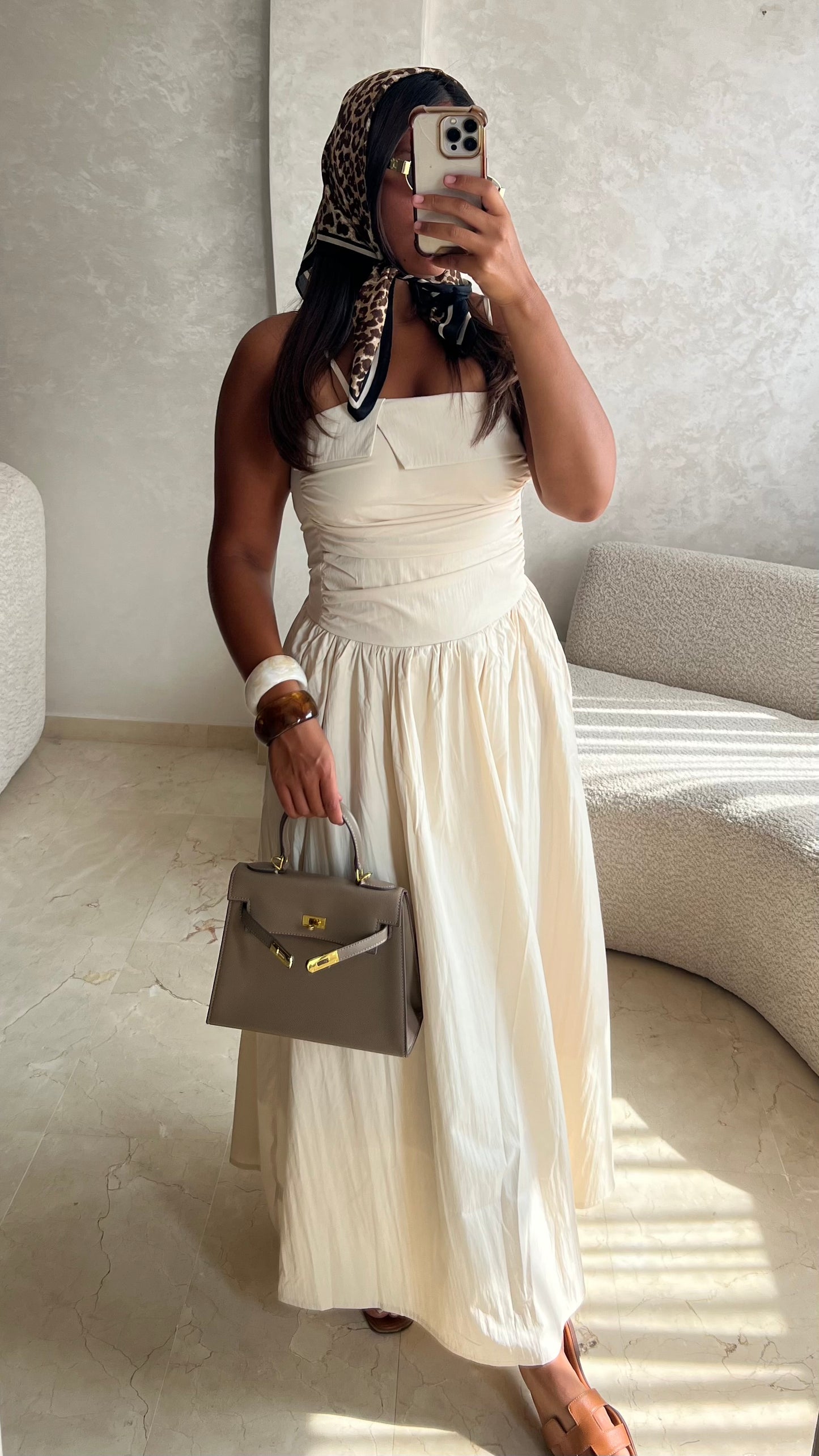 Robe longue beige