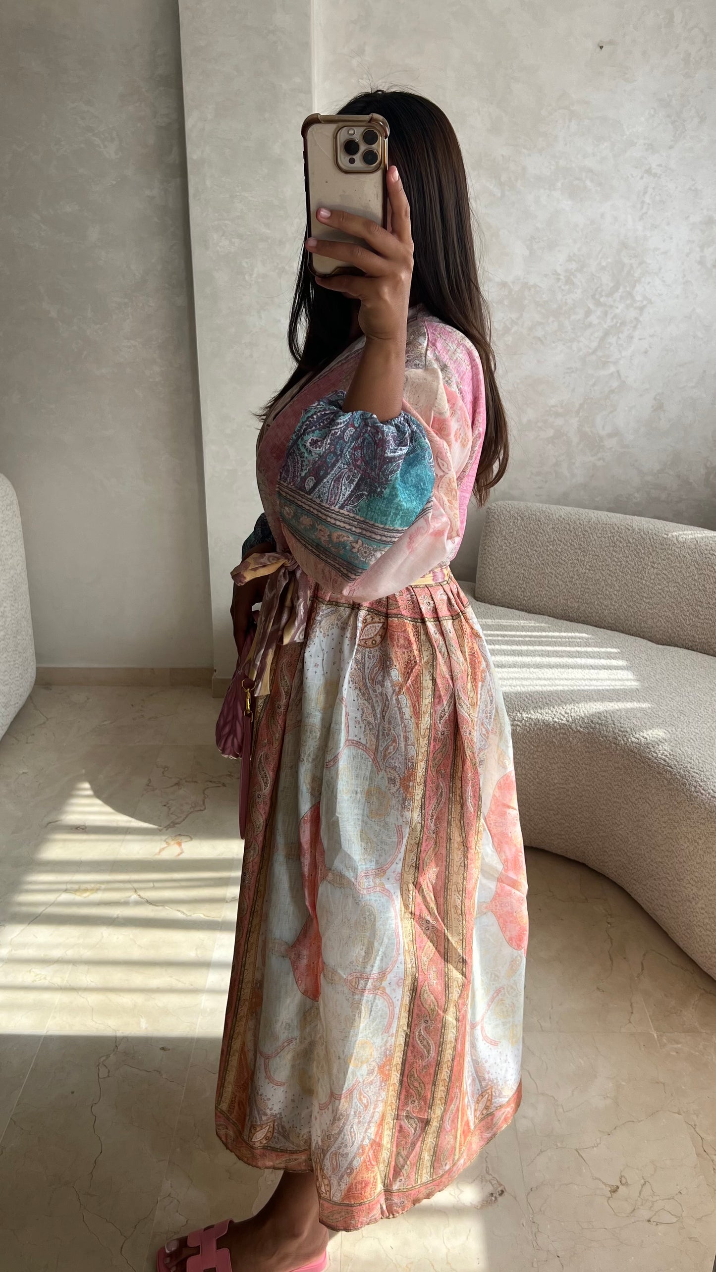 Robe longue à motifs