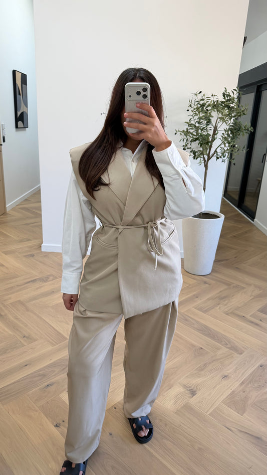 Blazer sans manches beige