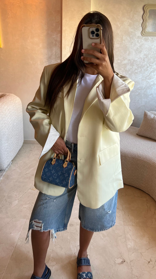 Blazer oversize à rayures jaune