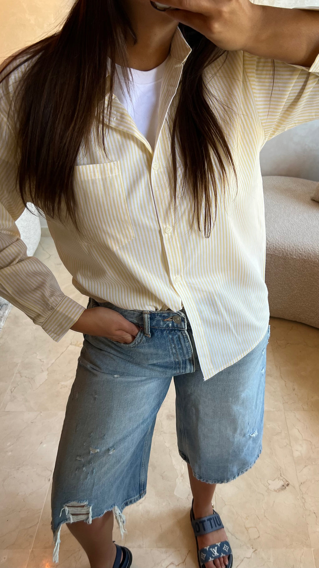 Chemise à rayures jaune