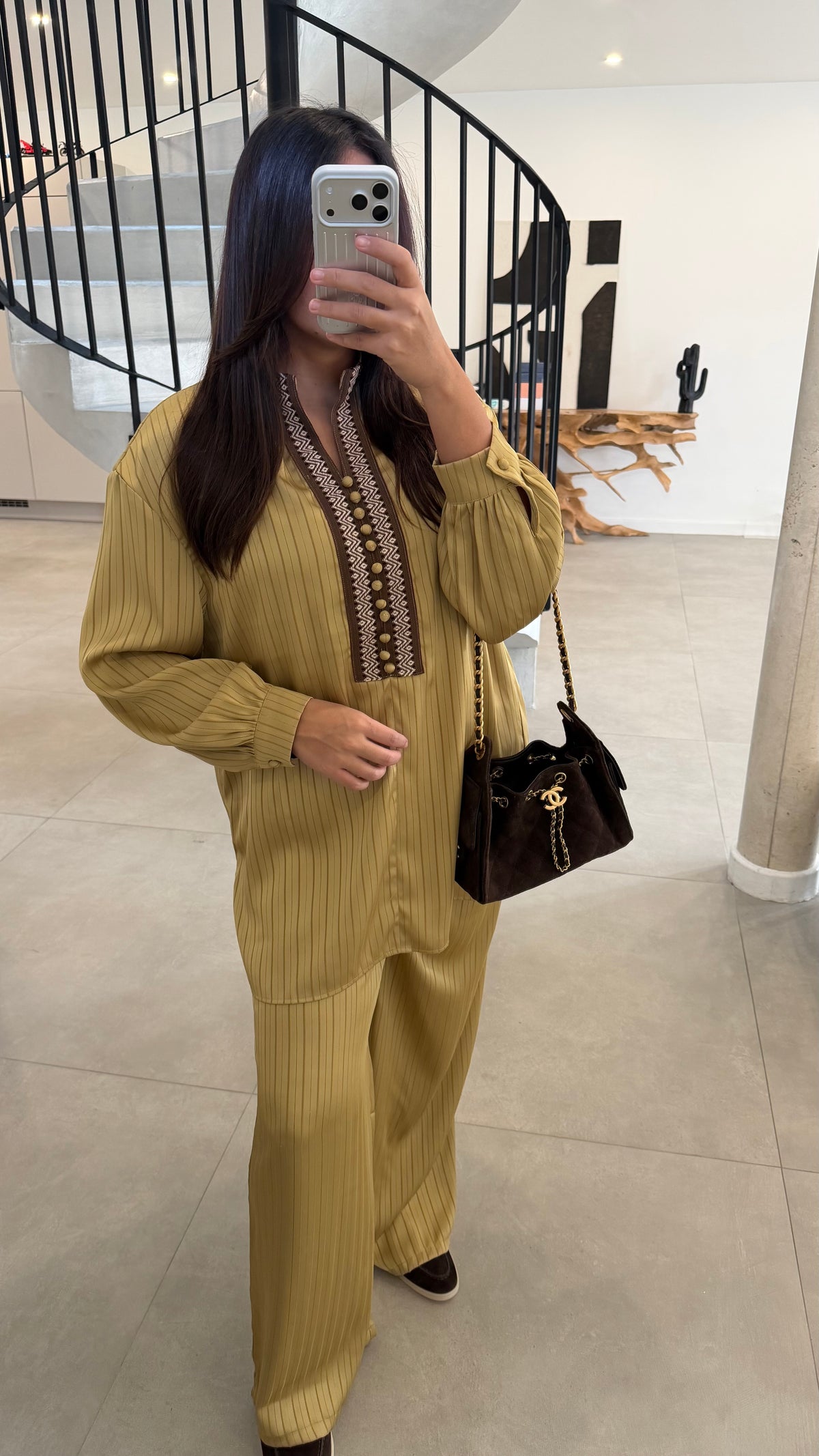 Ensemble satin olive