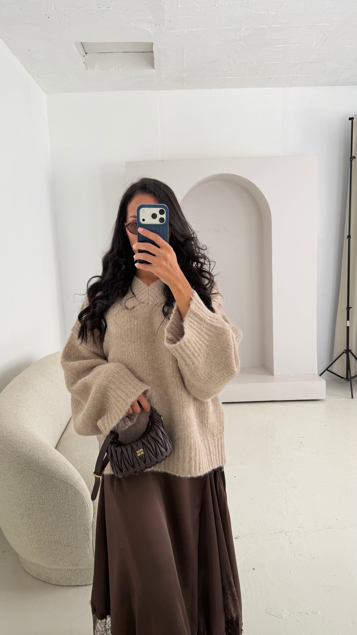 Pull oversize beige