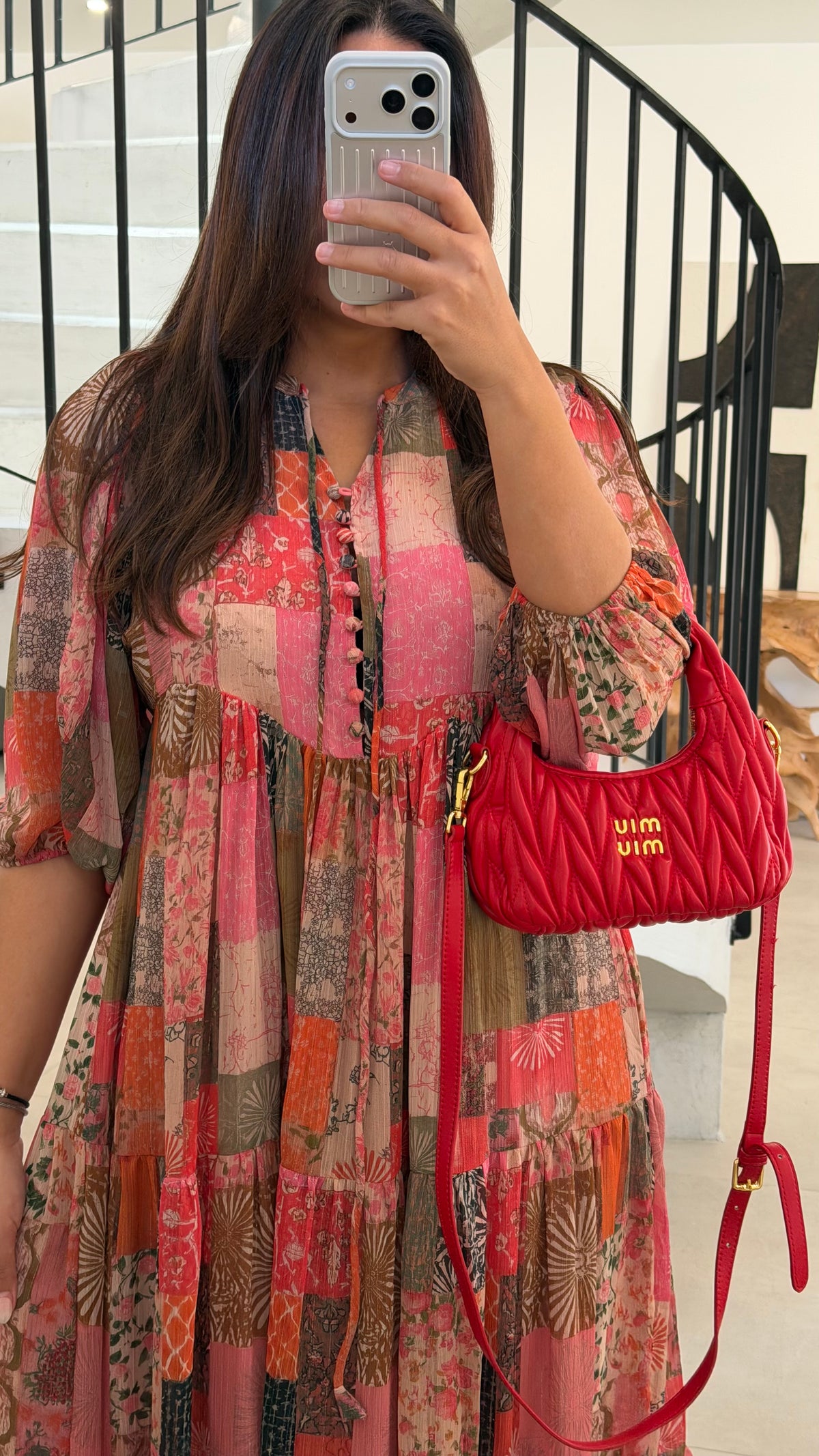 Robe en mousseline multicolore