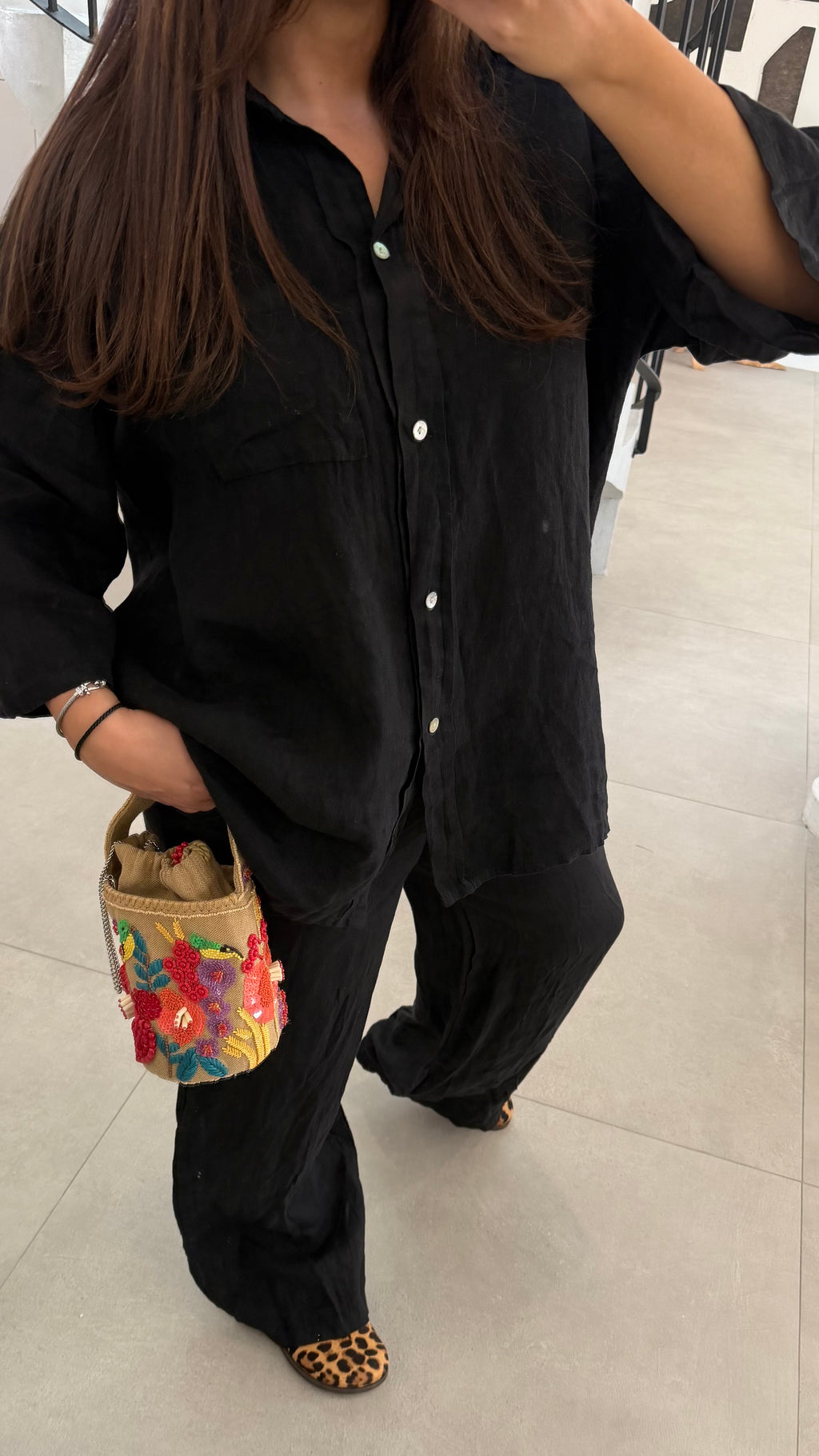 Ensemble en lin noir