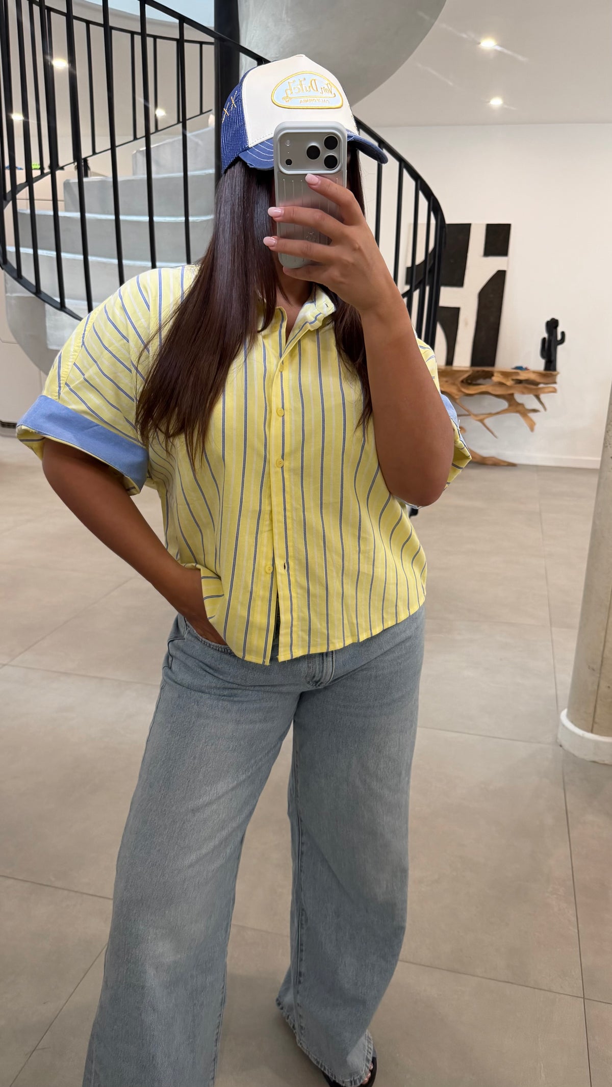 Chemise à rayures jaune