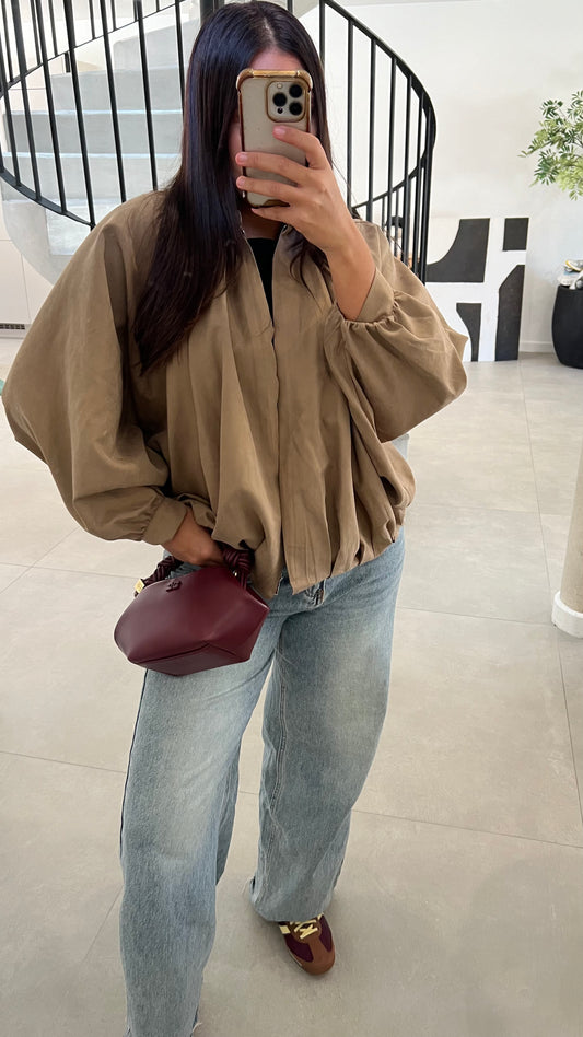 Veste plissée beige