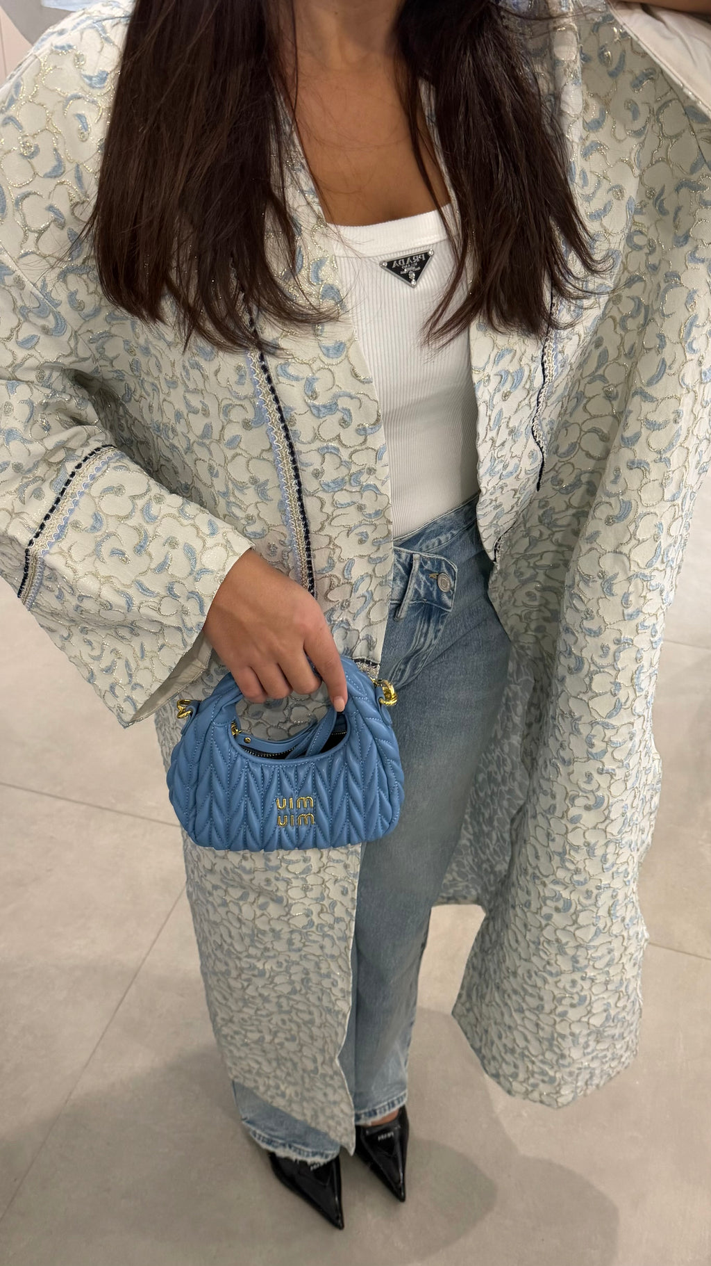 Kimono brocard bleu