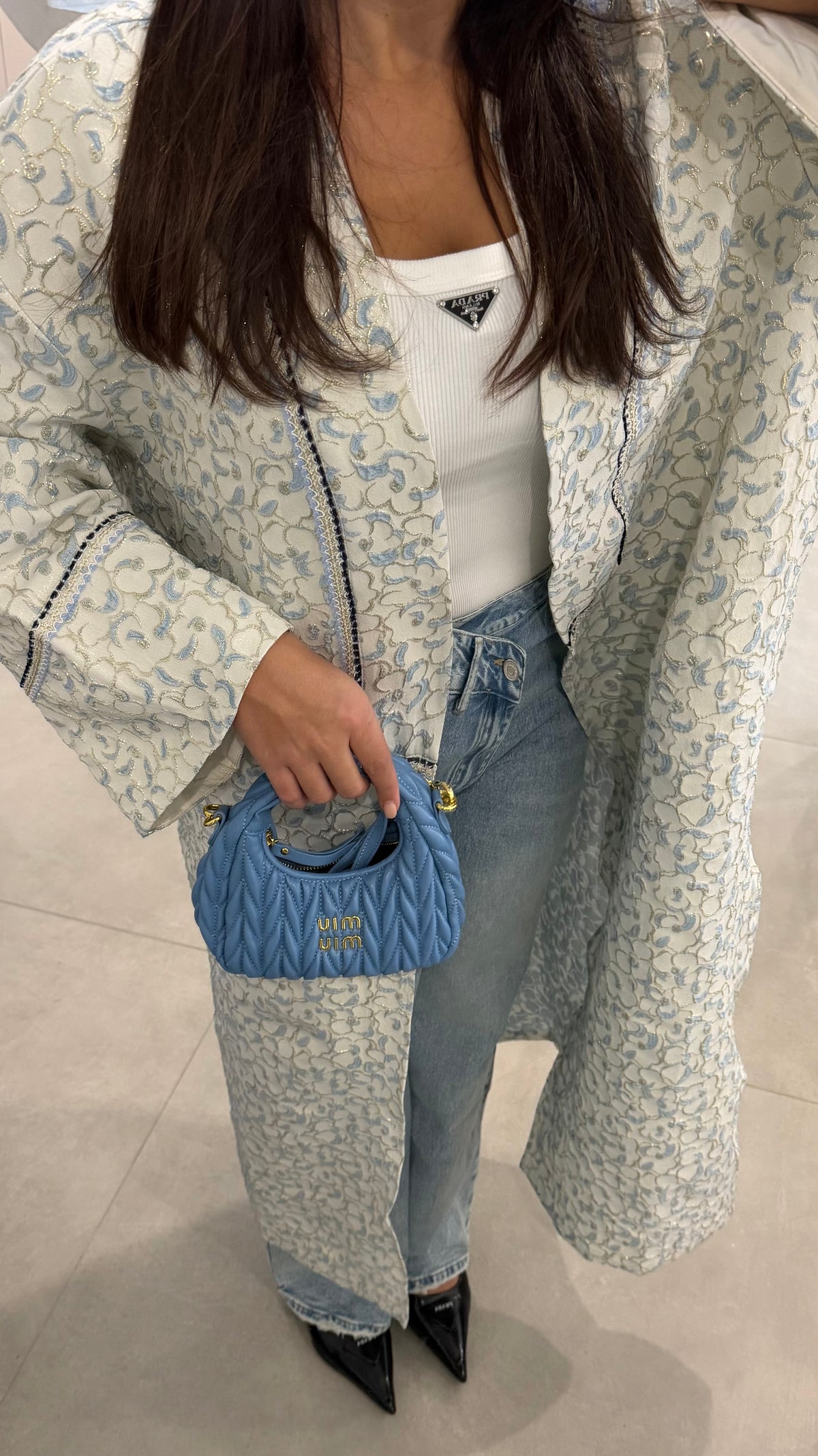 Kimono brocard bleu