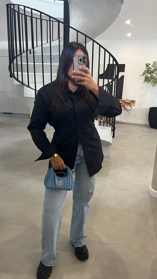 Chemise cintré a épaulette noir