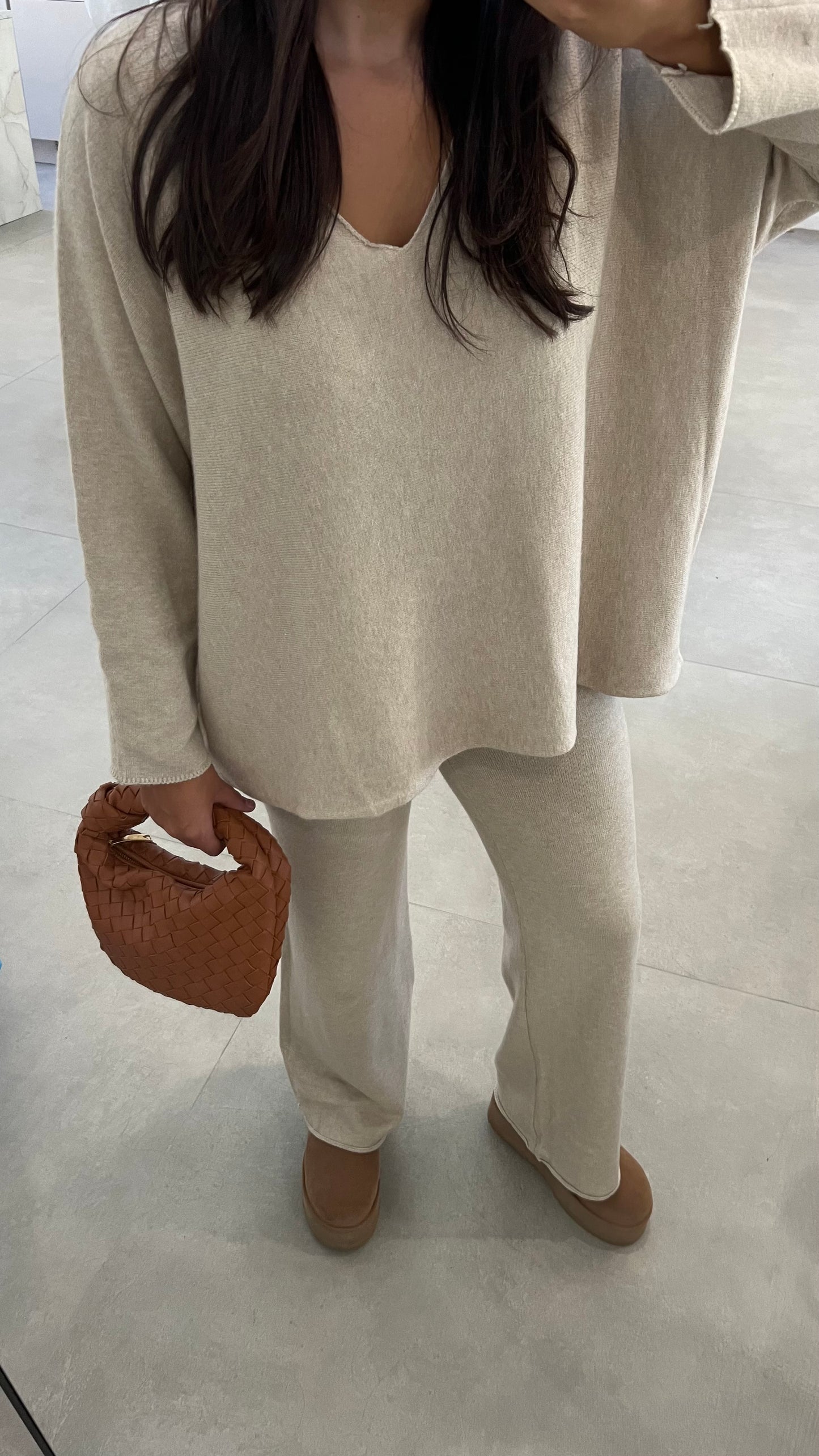 Ensemble en maille beige