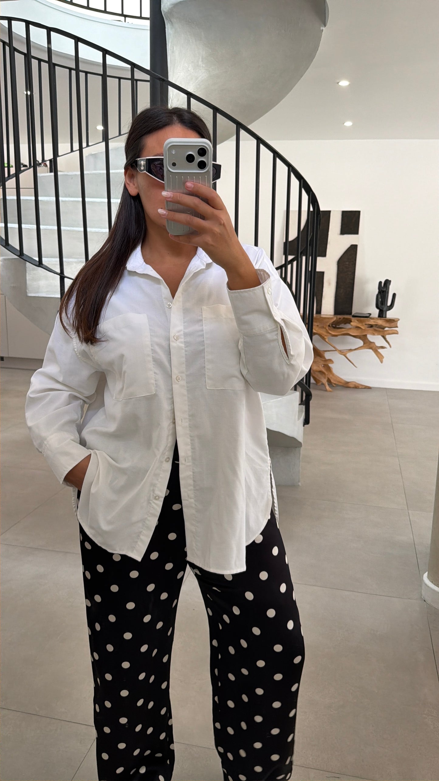 Pantalon fluide à pois