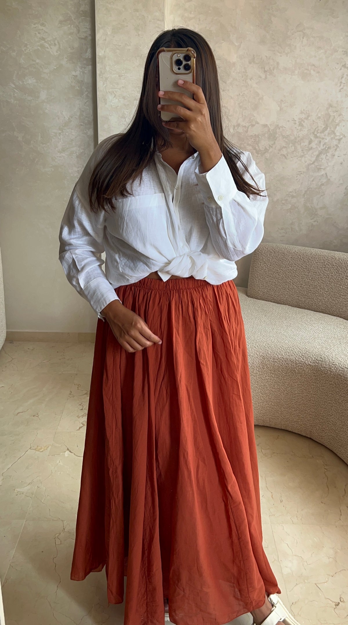 Jupe longue rouille 100% Cotton