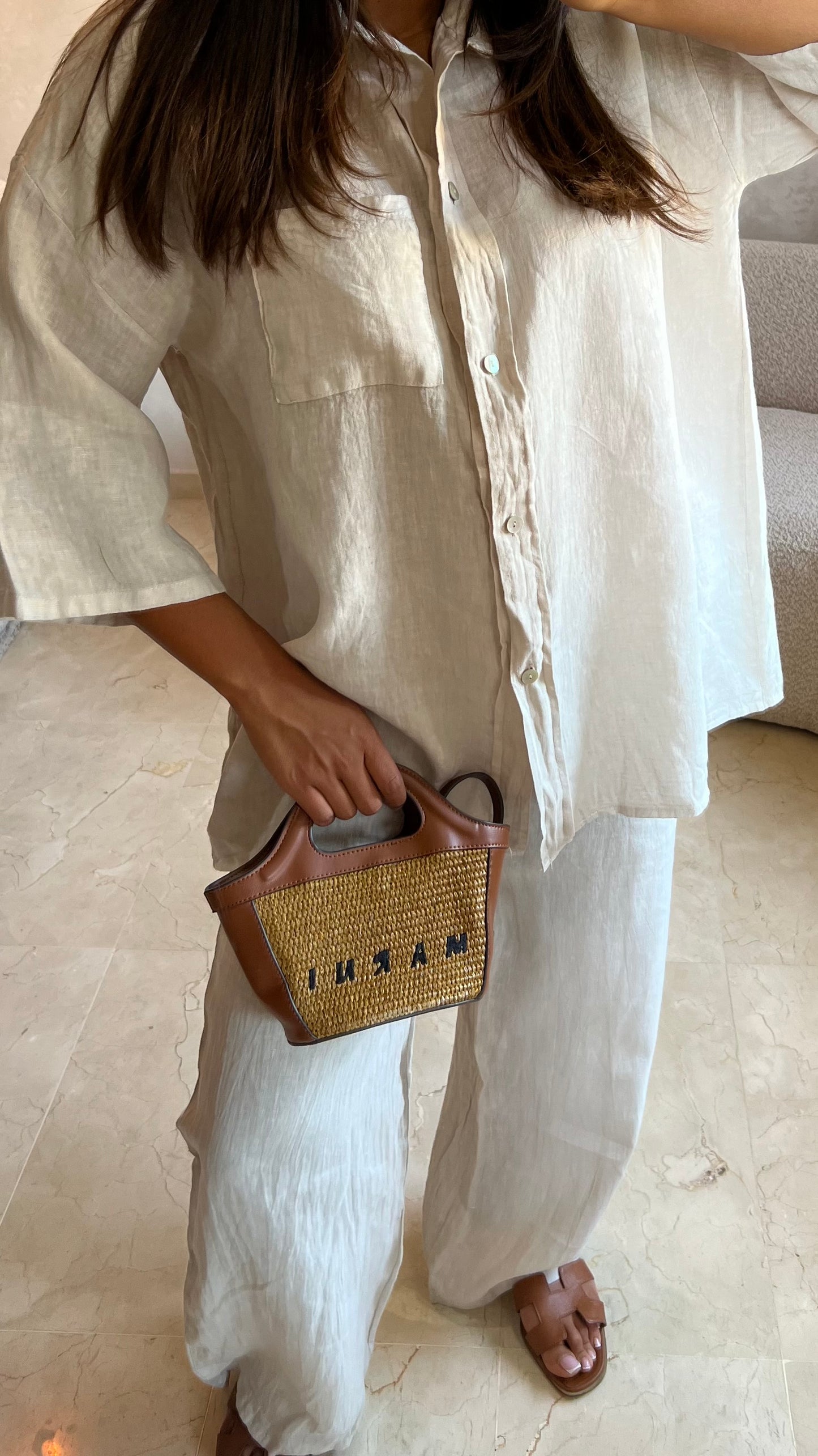Ensemble beige 100% lin