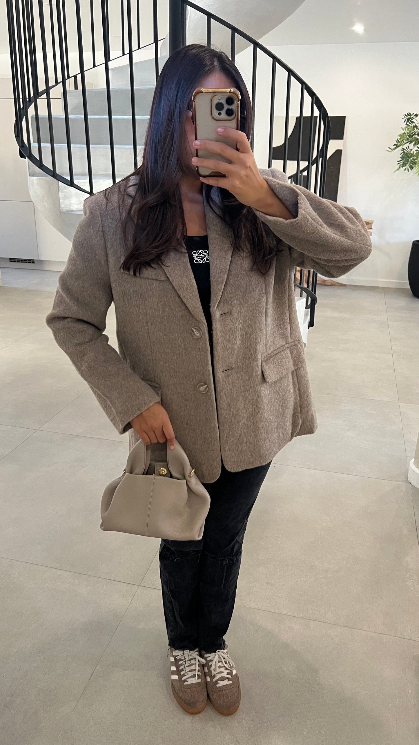 Blazer à poil doux beige
