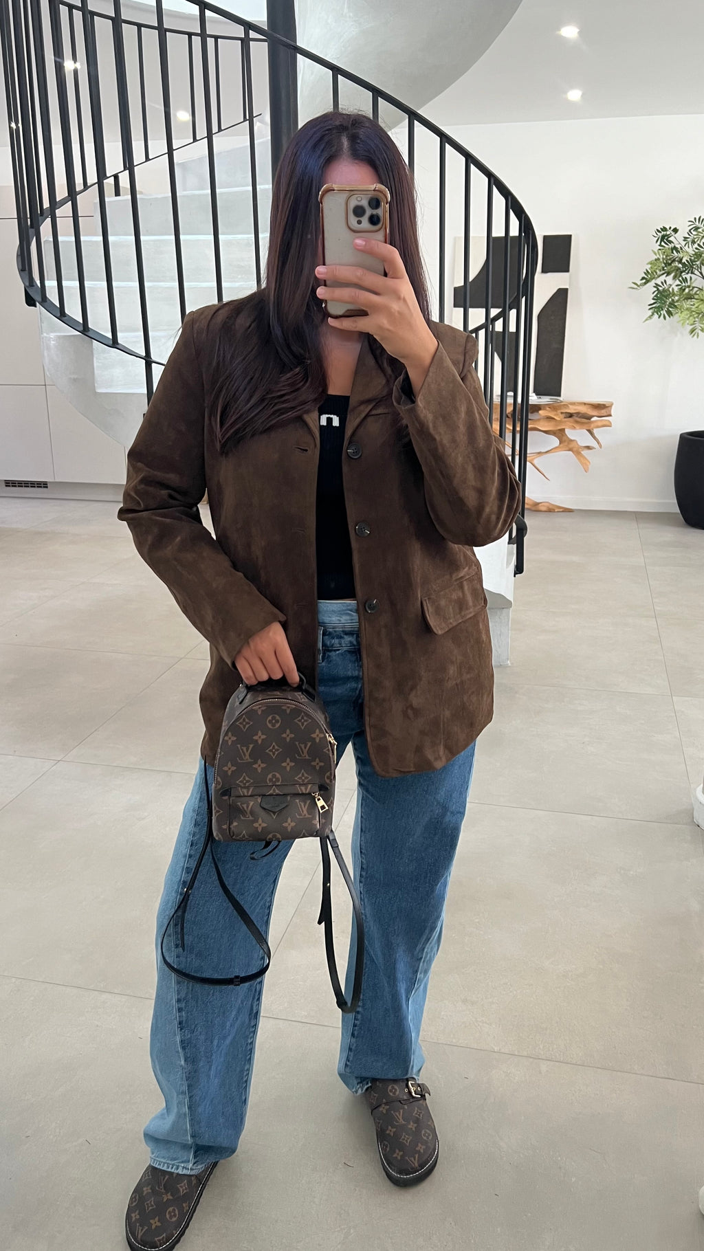 Blazer en suédine choco