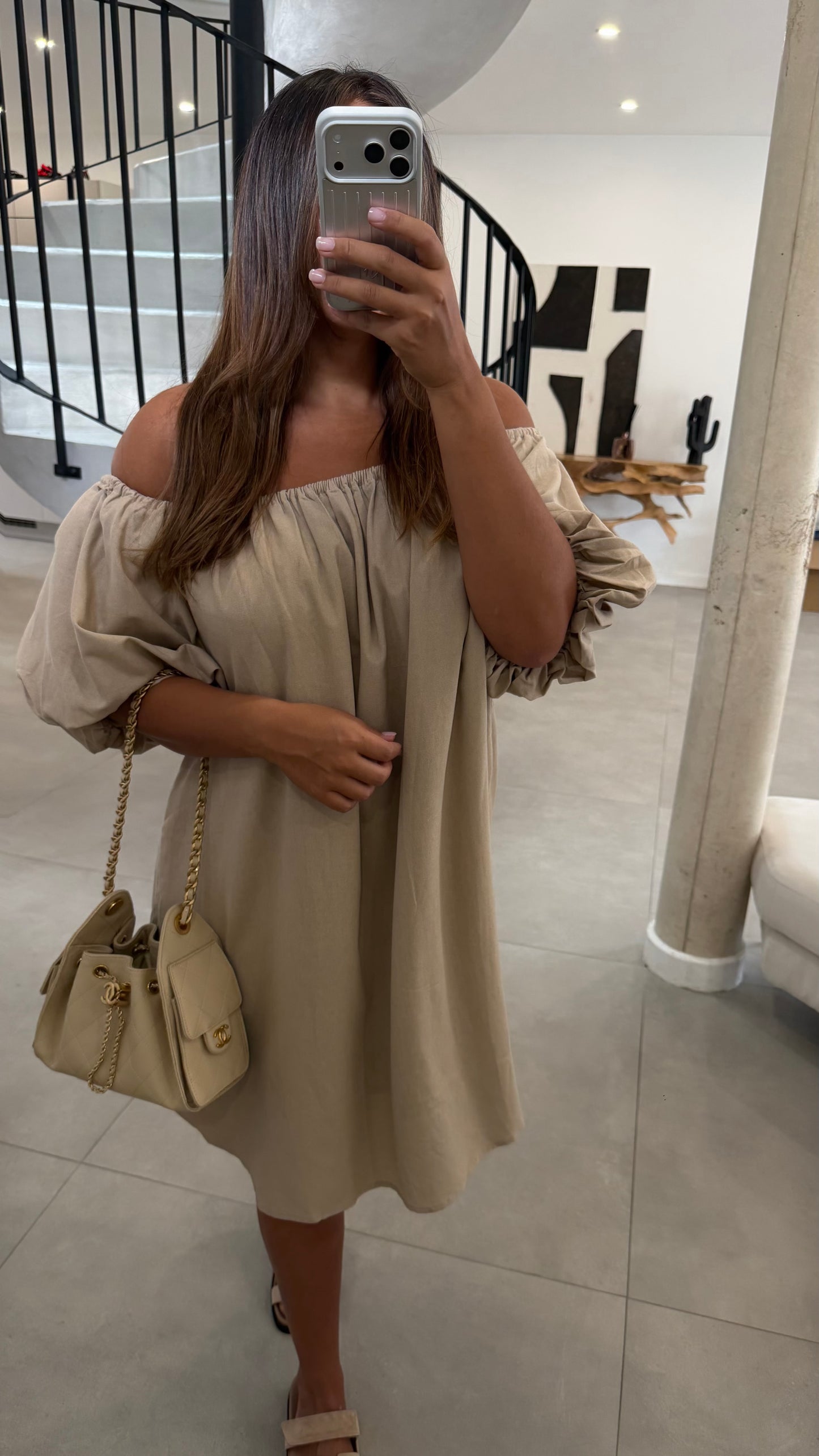Robe bardot sable