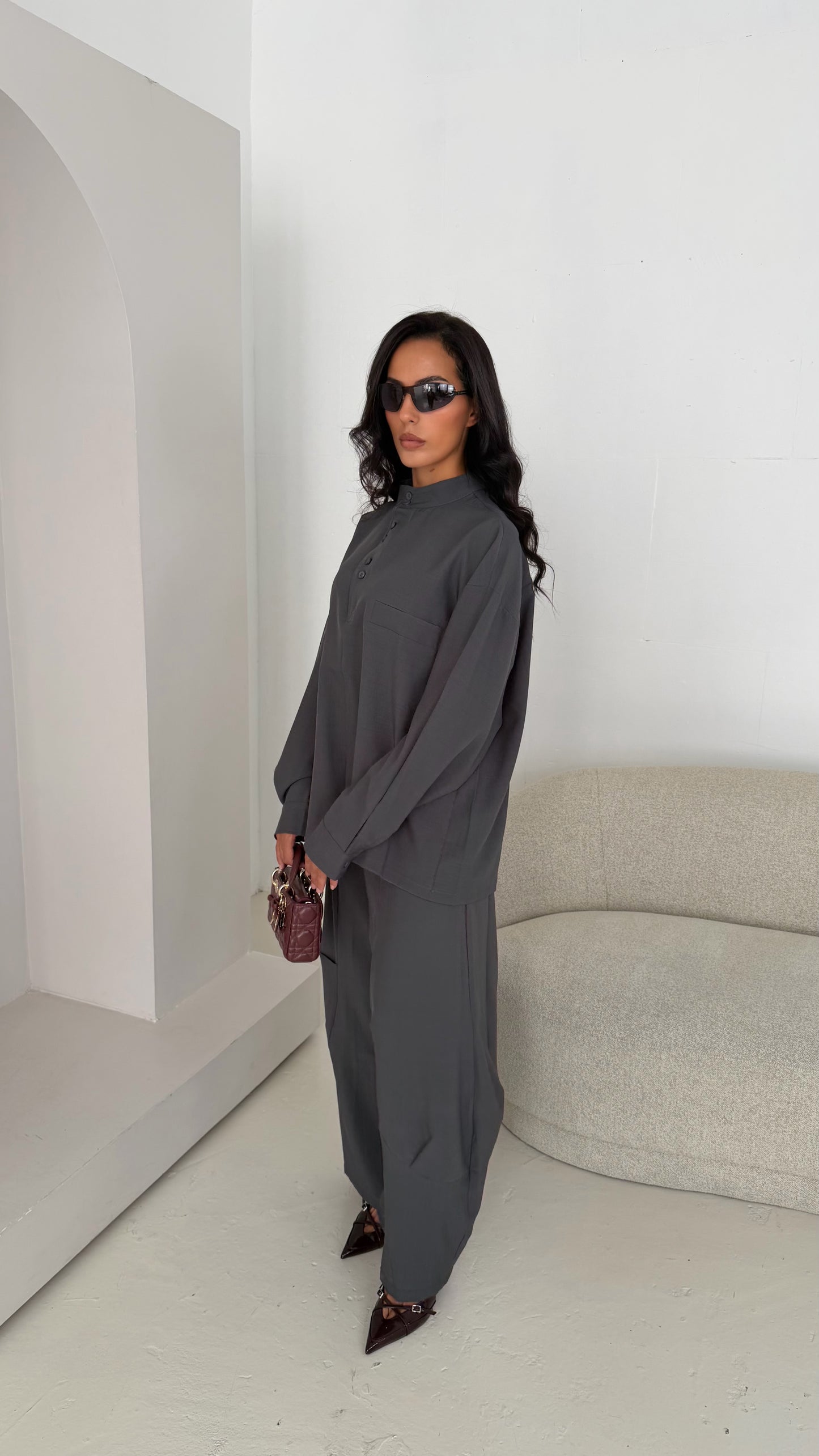 Ensemble col mao gris
