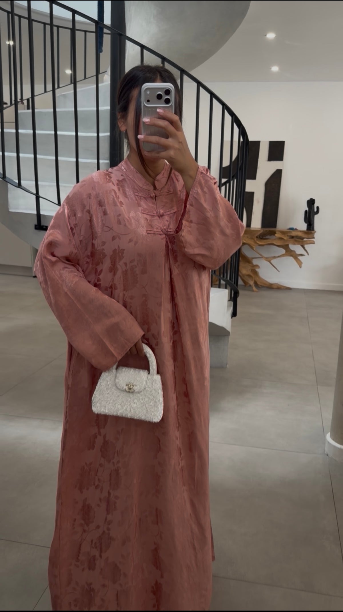 Robe longue vieux rose