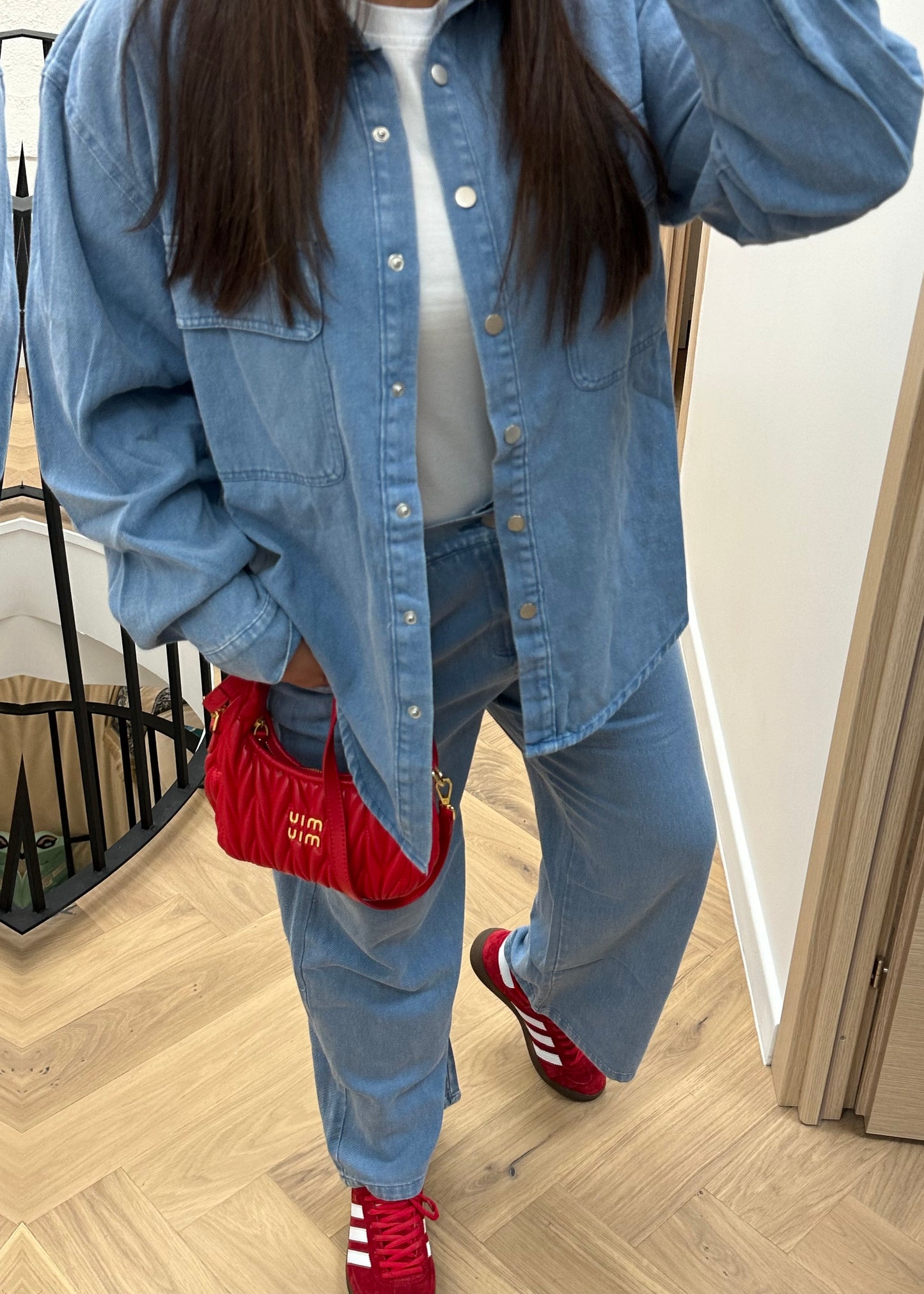 Ensemble oversize en jean bleu clair