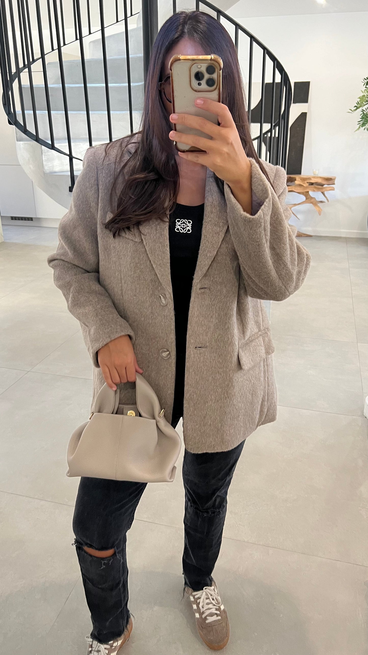 Blazer à poil doux beige