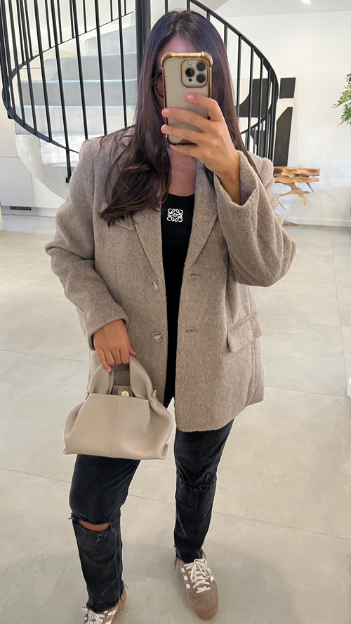 Blazer à poil doux beige