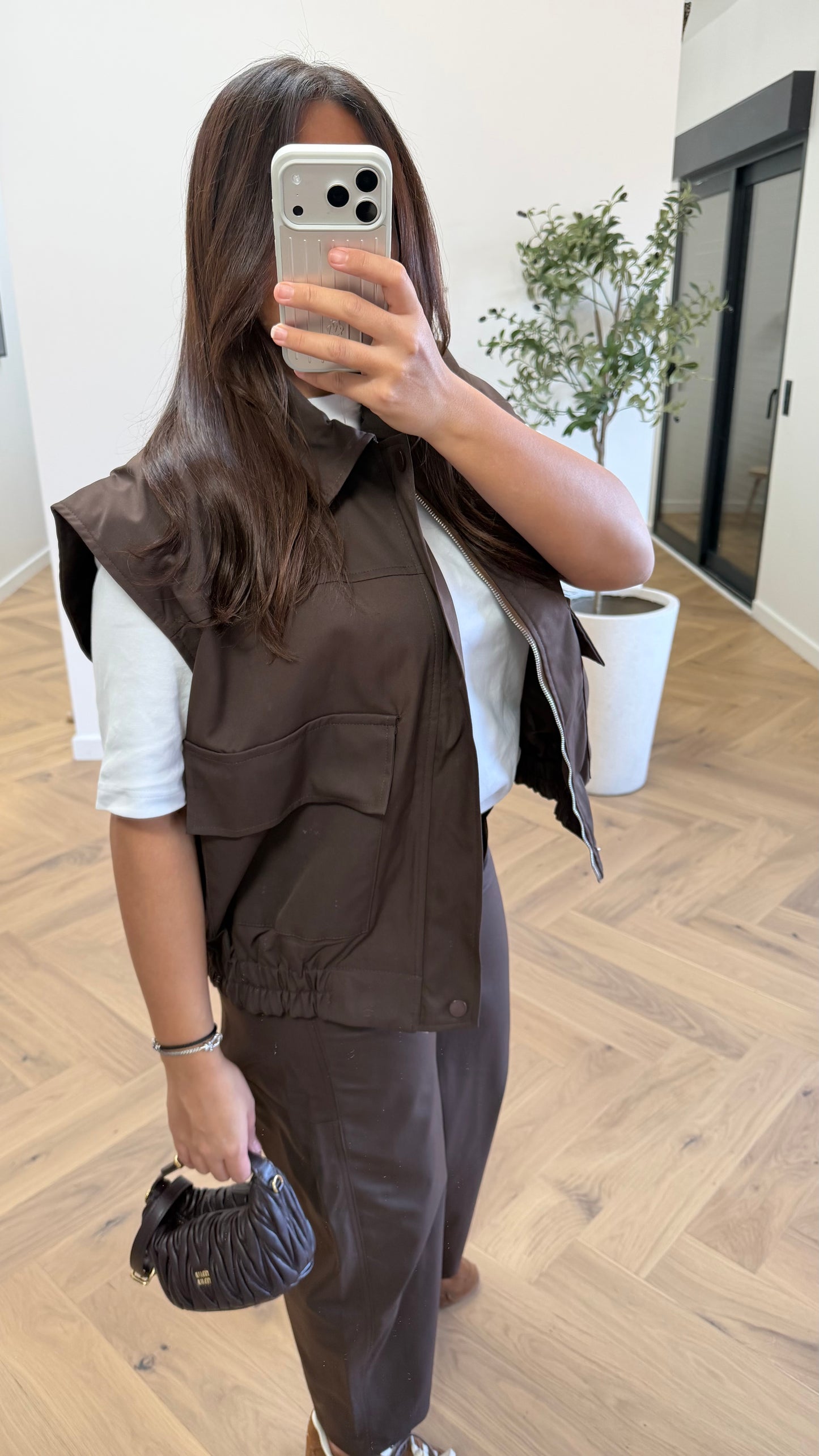 Ensemble veste sans manche choco