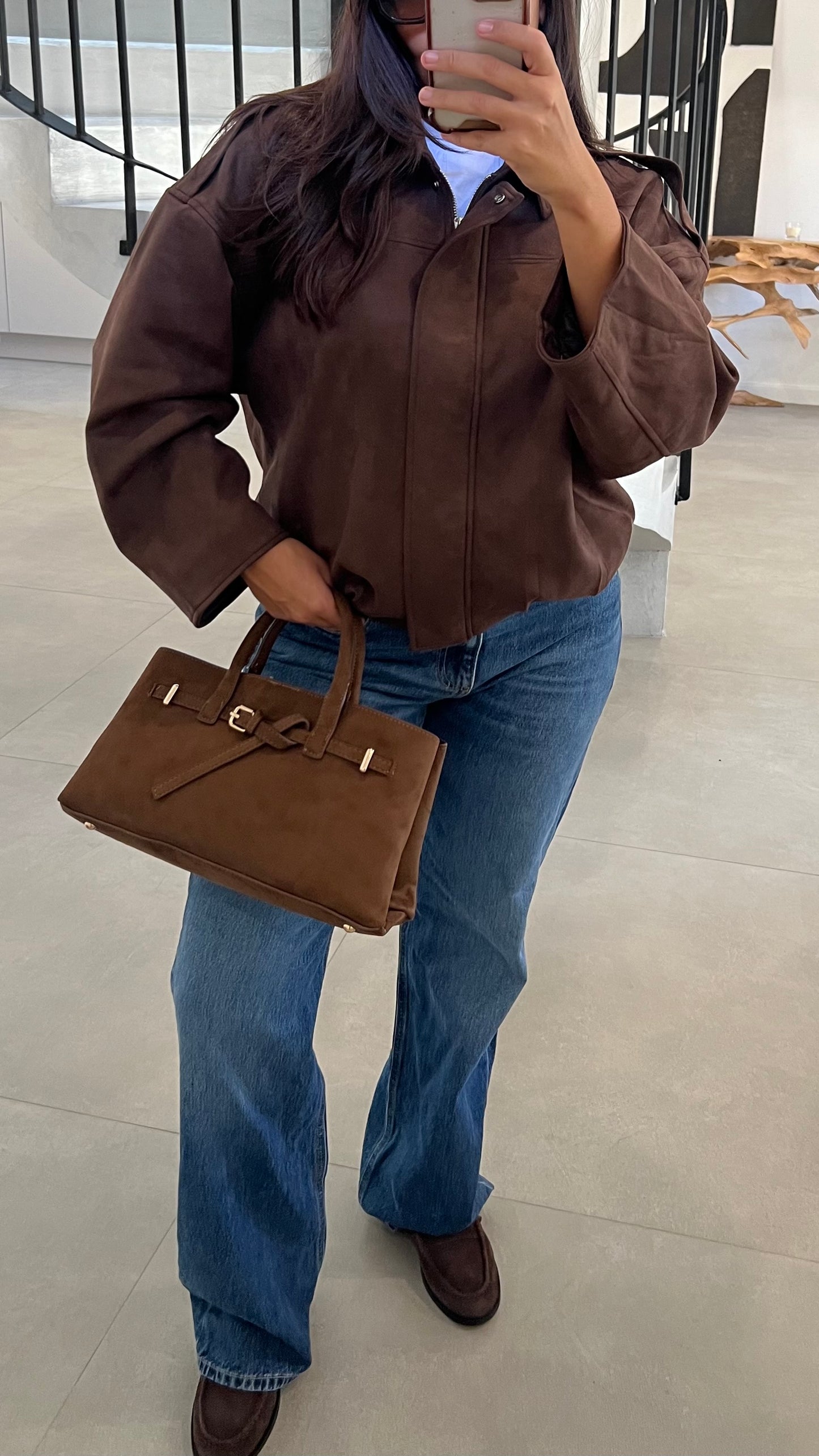 Veste en suédine marron