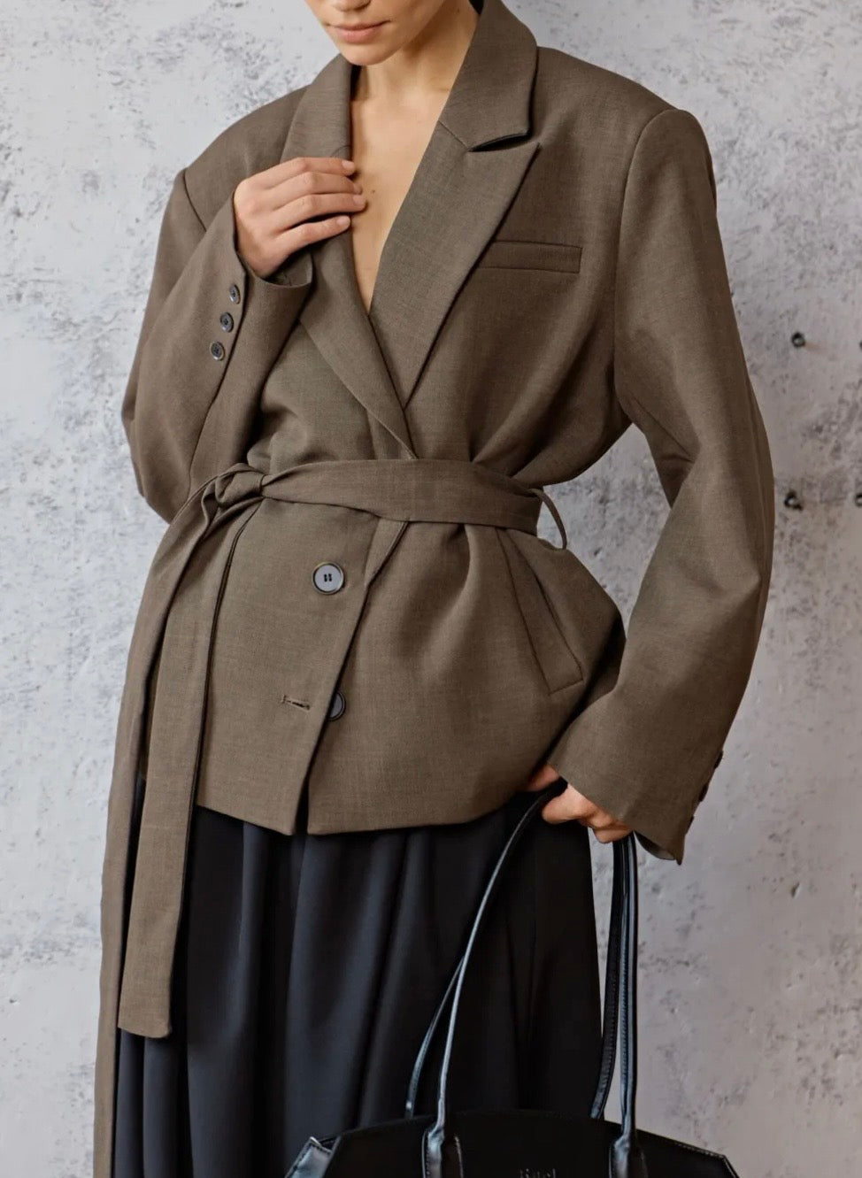 Blazer à ceinture taupe/camel