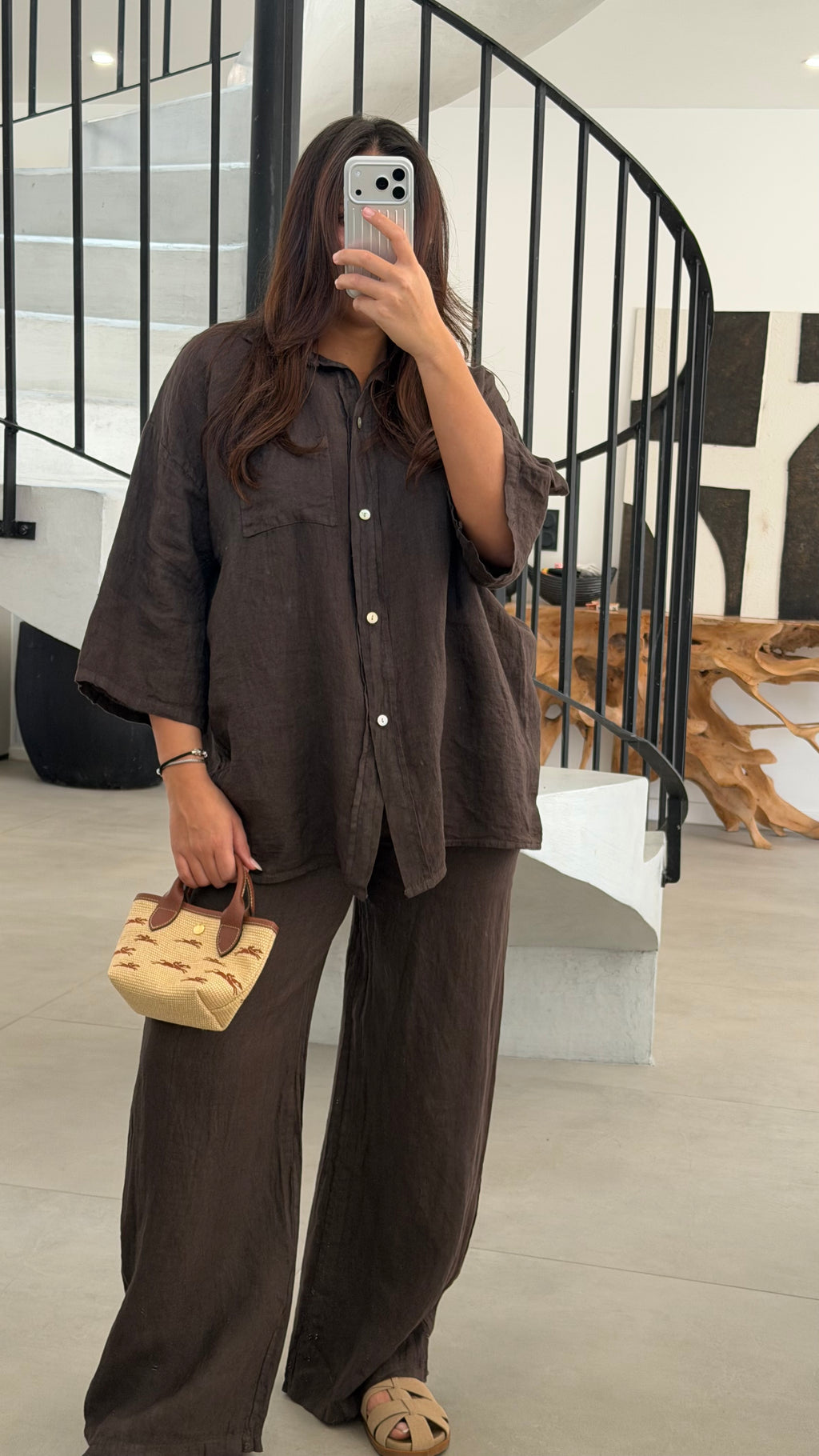 Ensemble en lin marron