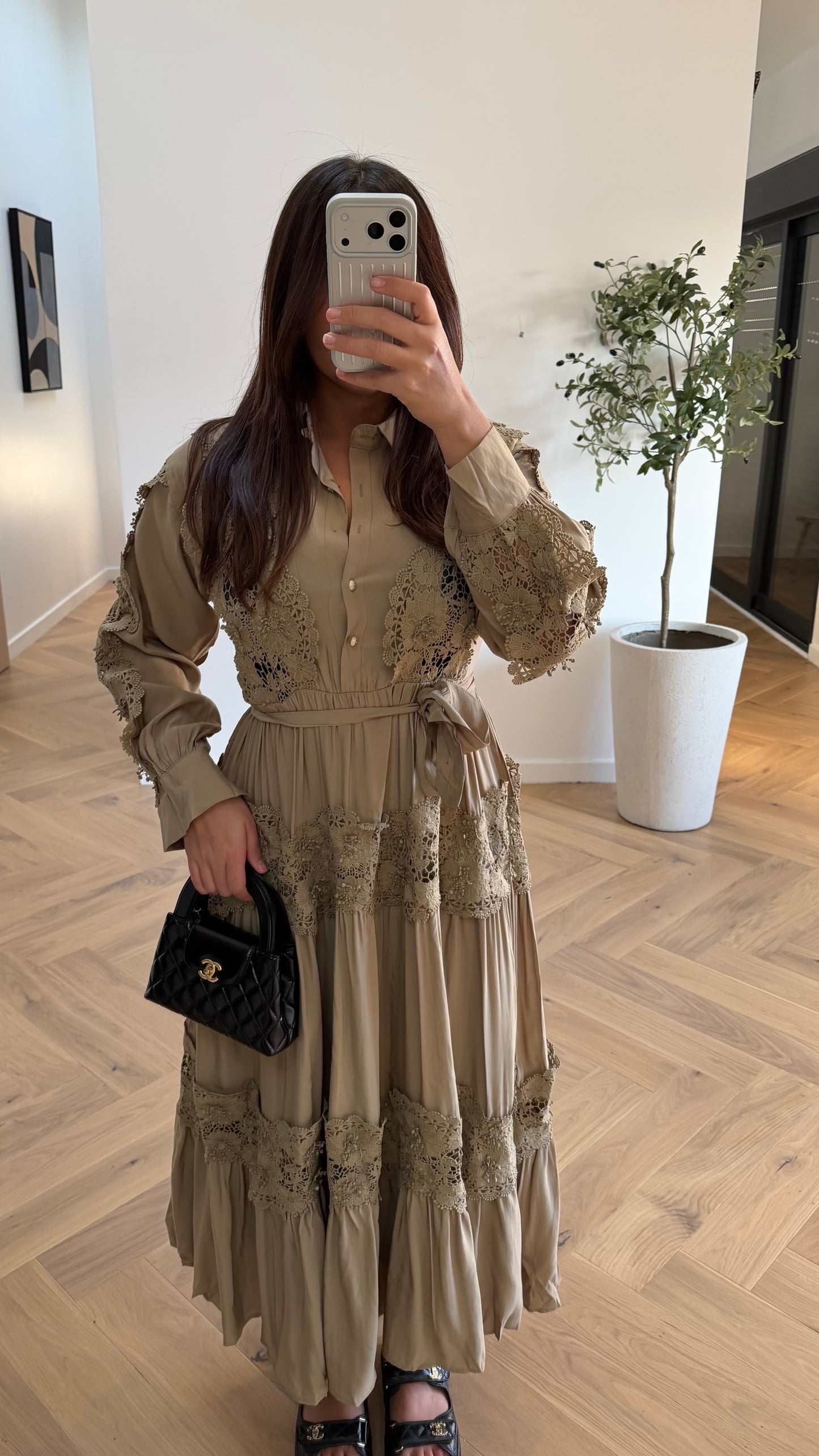 Robe longue kaki